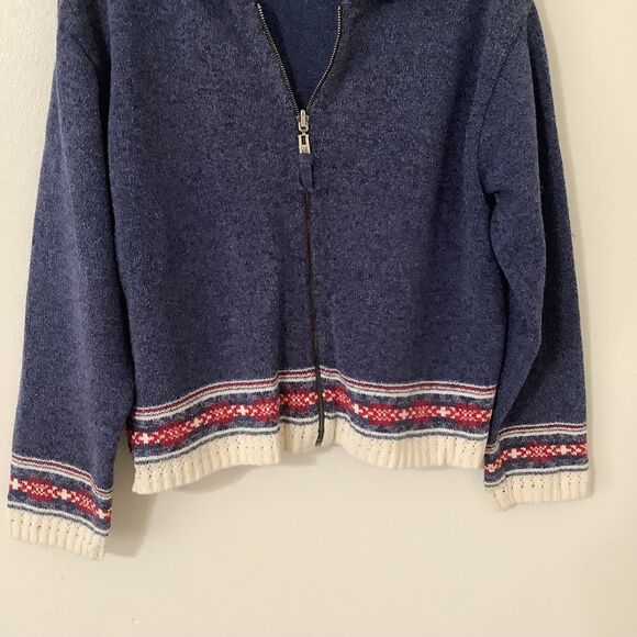 Vintage Retro Fisherman Grandpacore Granny Zip Up Knitted Collared Cardigan L - Picture 3 of 7